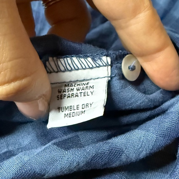 CUT LOOSE Lagenlook Linen Blend Blue Gingham Semi Sheer Buttondown Tunic Top - Picture 8 of 8